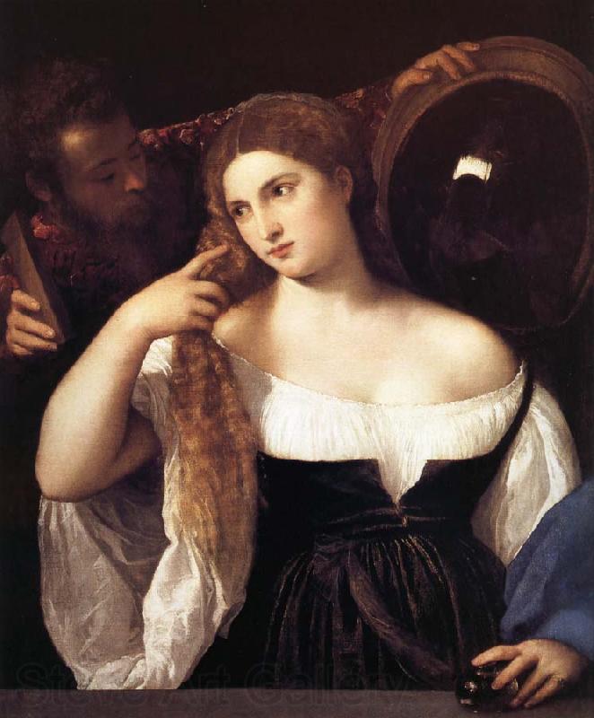 TIZIANO Vecellio Portrait d'une femme a sa toilette France oil painting art